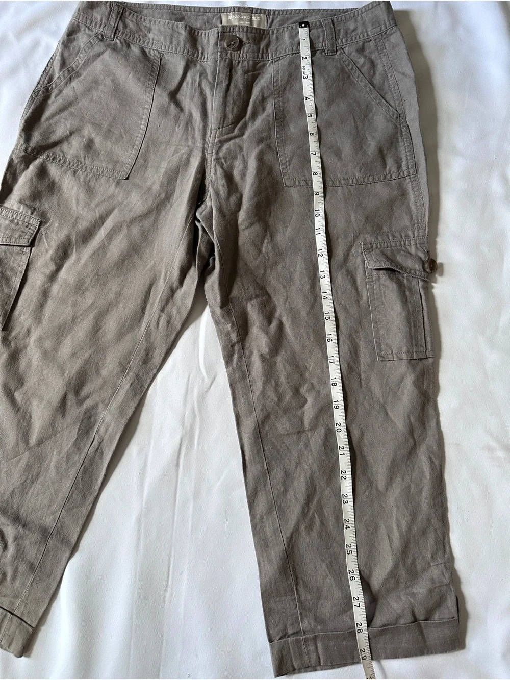 VTG Banana Republic Martin Fit Linen Cotton Cropped Cargo Pants 8P Petite